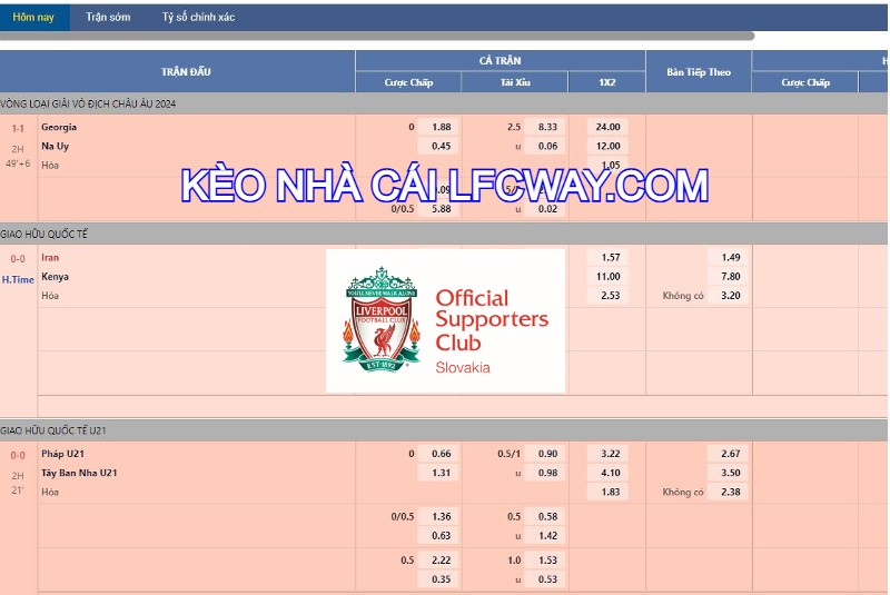 Keonhacai - Tỷ lệ kèo nhà cái 5 bóng đá trực tiếp hôm nay 1 keonhacai lfcway